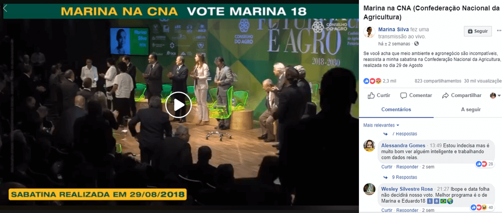 imagem eleicoes 2018 debate meio ambiente redes sociais marina 2018