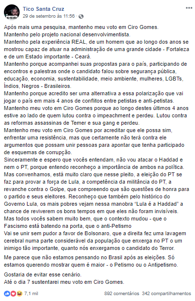 imagem eleicoes 2018 debate meio ambiente redes sociais santa cruz